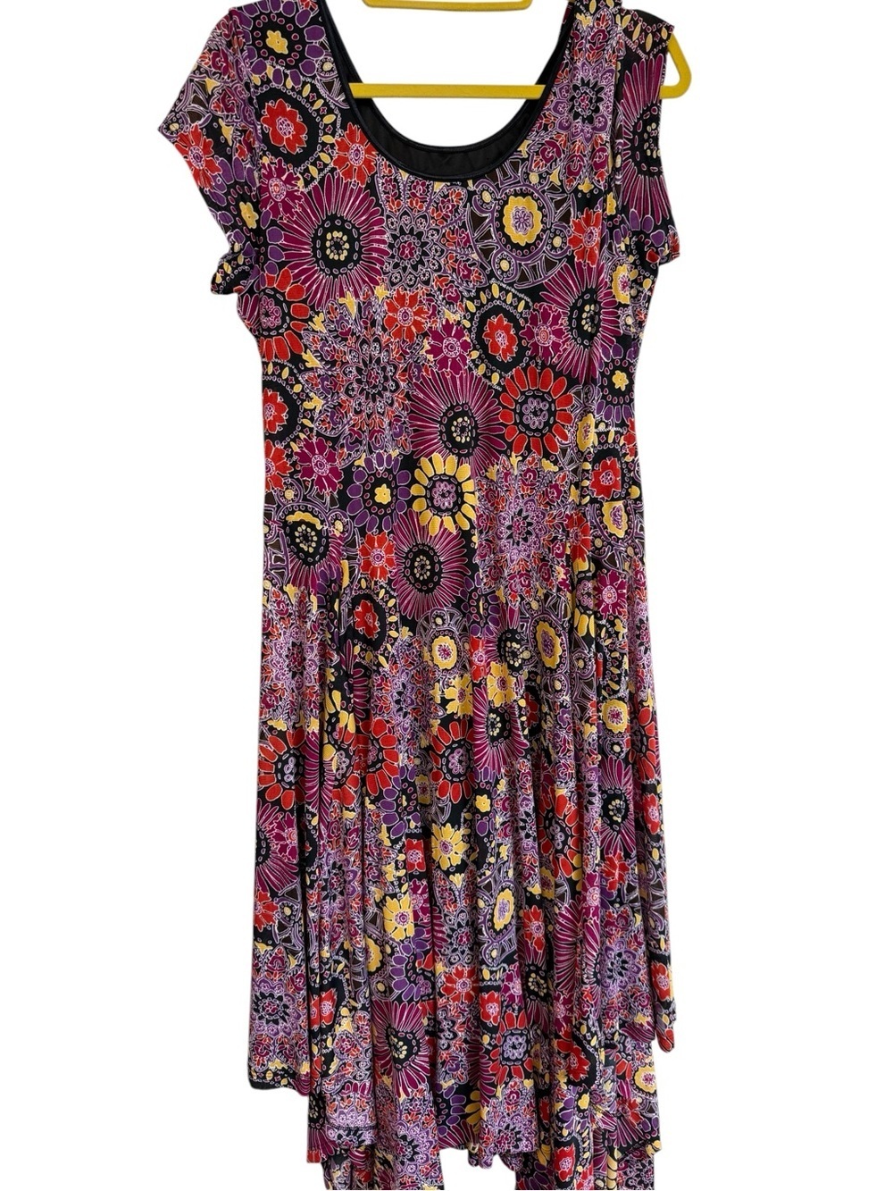 Signature by Robbie Bee Floral Handkerchief Hem Midi Dress Size M/L Boho